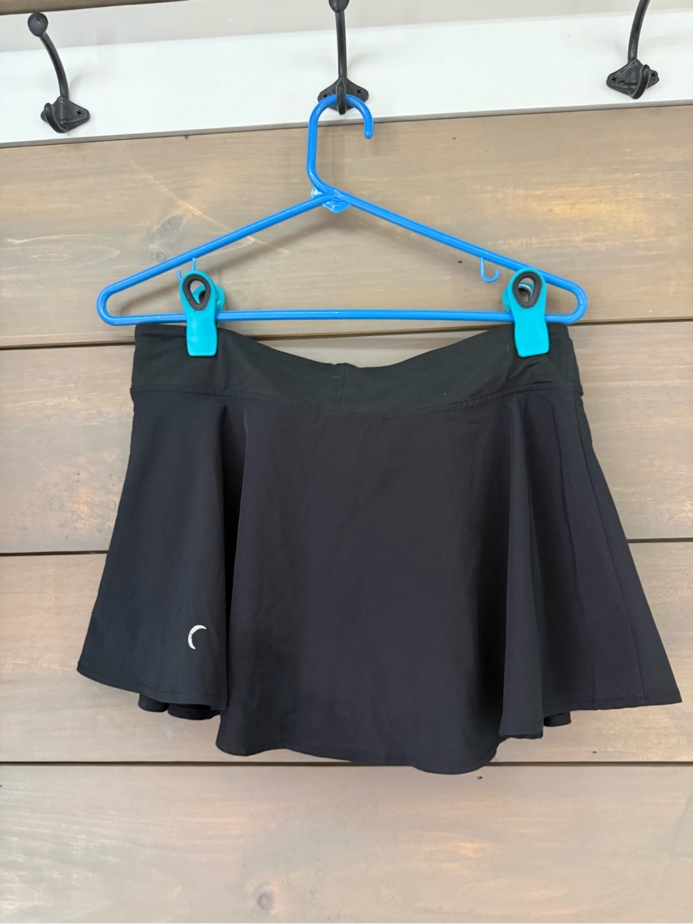 Black Circle Skater Athletic Skirt with Crescent Detail